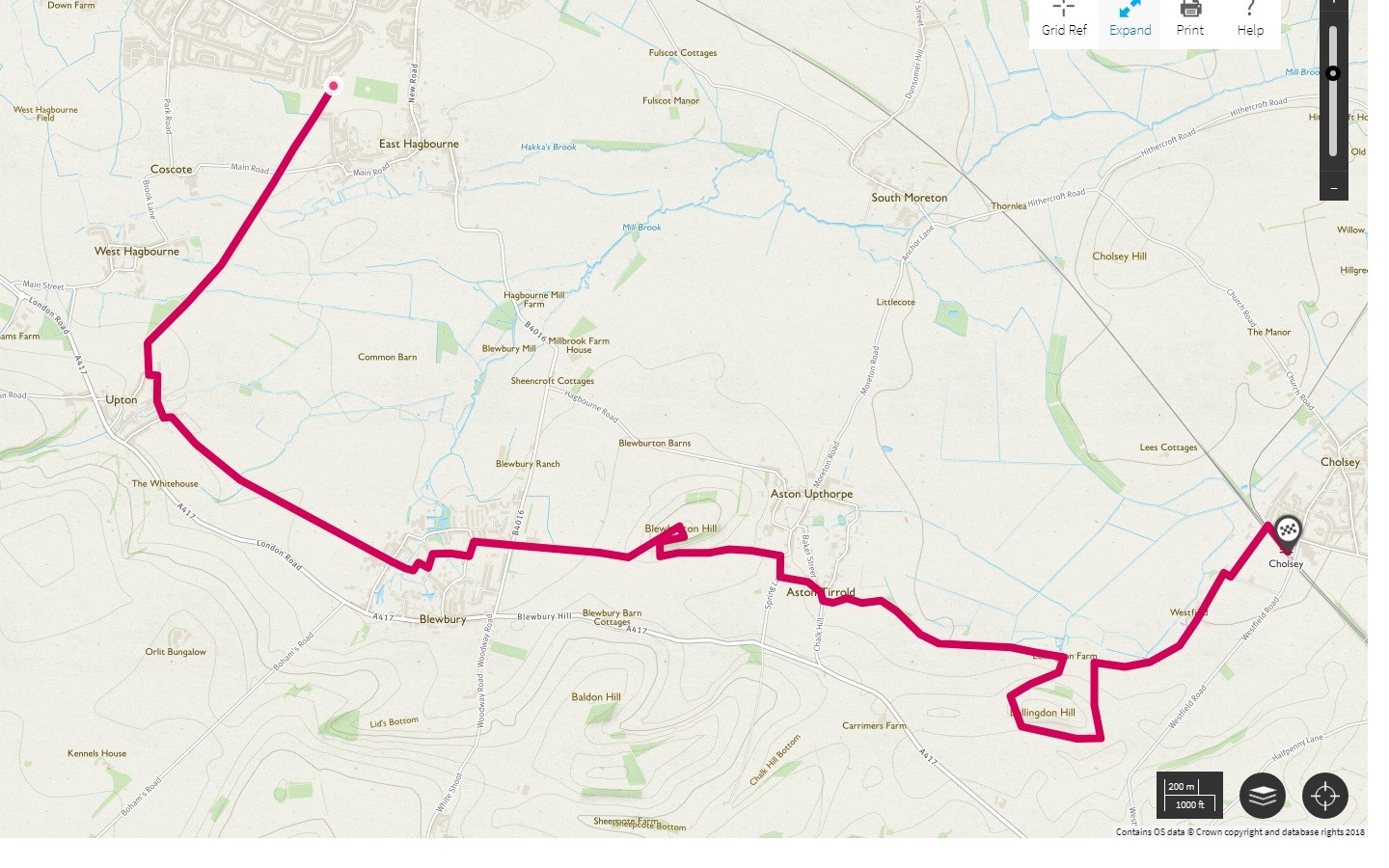 Route map - Didcot to Cholsey
